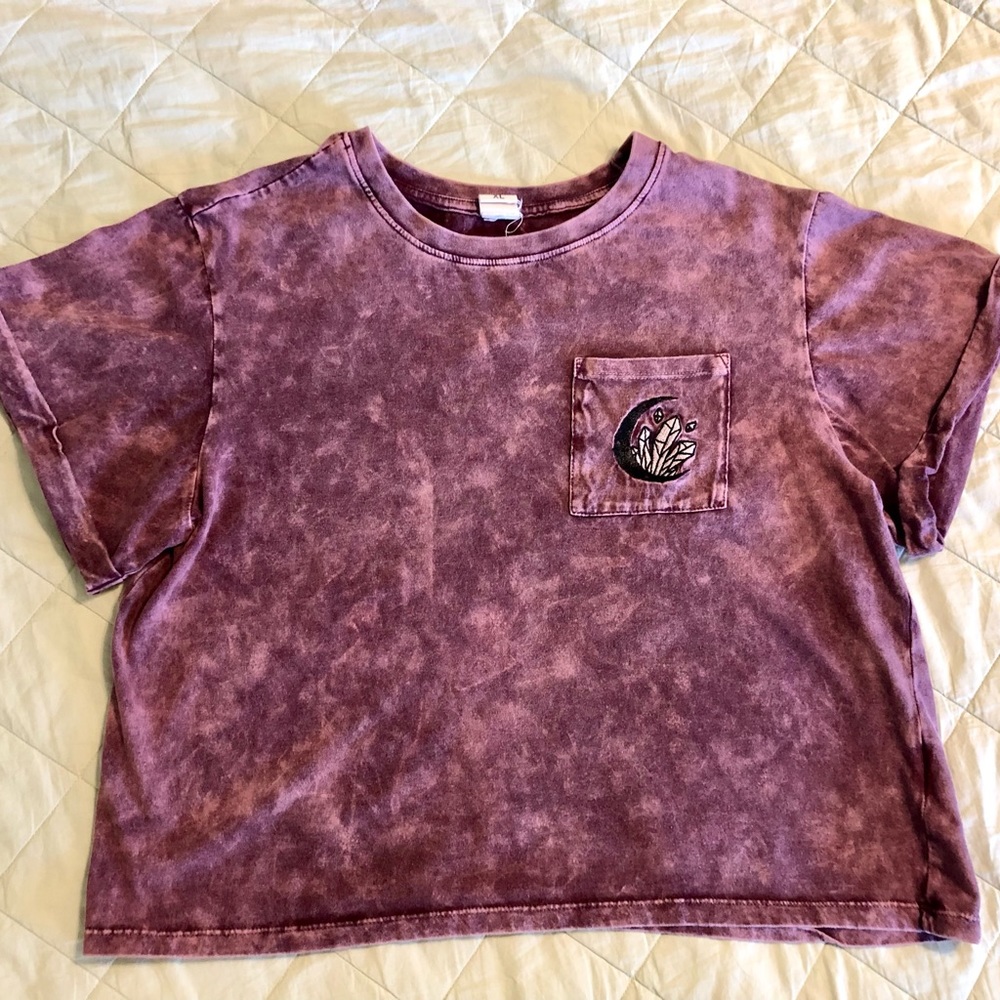 Vibe N Woman’s Tie Dye Crop Top | Color: Maroon | Size: XL